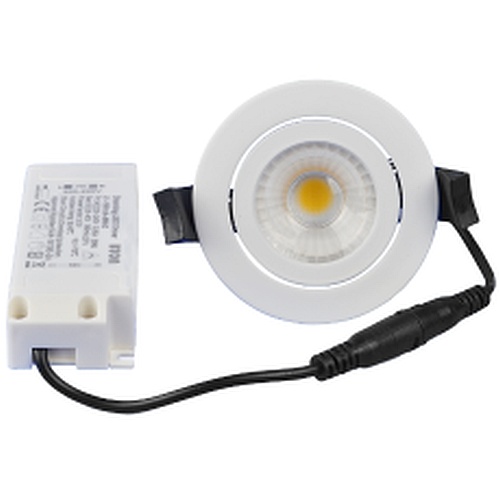 Tracon DLCOBA10W Podhledové kulaté LED svítidlo, polohovatelné, série DLCOB a 200-240VAC, 10 W, 800 lm, 4000 K, IP40, EEI=G