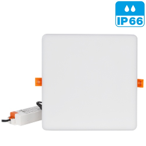 Tracon LED-DLNIP-28NW Podhledové čtvercové LED svítidlo, se zvýšeným krytím 230 VAC, 28 W, 4000 K, 2380 lm, IP66, EEI=F