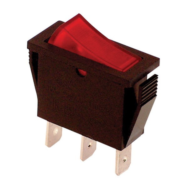 Tracon TES-21 Kolébkový vypínač, ON-OFF, červený-podsvětlený 16(6)A, 250V AC