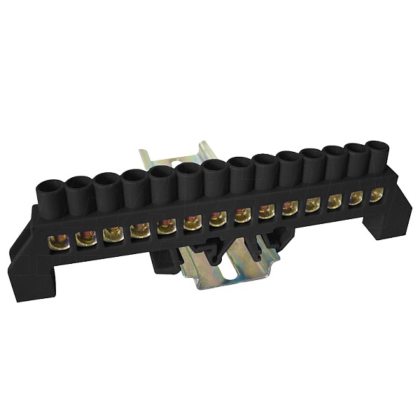 Tracon NPE-BK8-14 Můstek na neutrální a ochranné vodiče (N/PE), černý 230/400VAC, 100A, 8×12mm, 14P, IP20