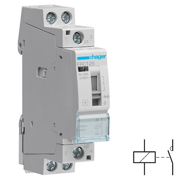 HAGER ERC125 Stykač 25A, 1S, 230V~50/60Hz