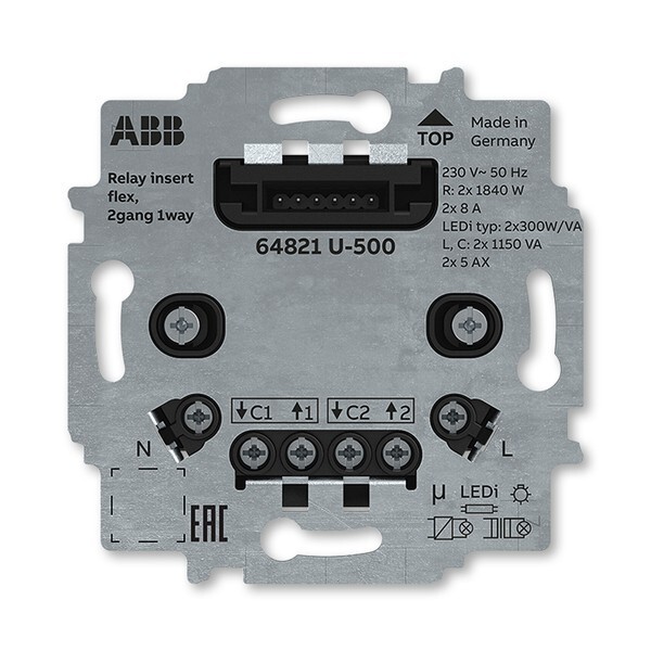 ABB 2CKA006800A3045 ZONI Přístroj spínací flex, se dvěma relé; typ 64821 U-500