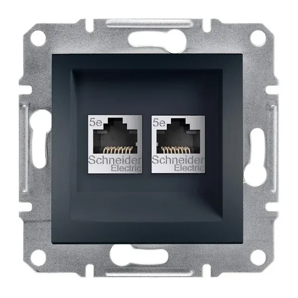 SCHNEIDER EPH4400171 ASFORA Zásuvka datová 2xRJ45, kat.5e UTP, antracit