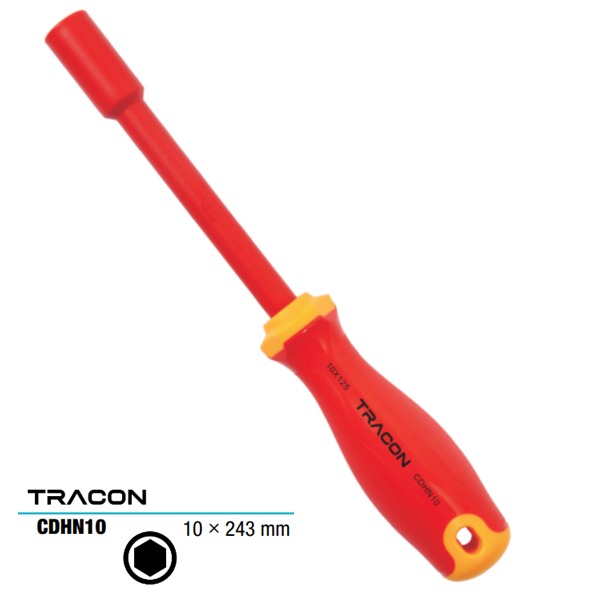 Tracon CDHN10 Nástrčný klíč 6-hran s izolací do 1000 V AC 1000V 10x243mm