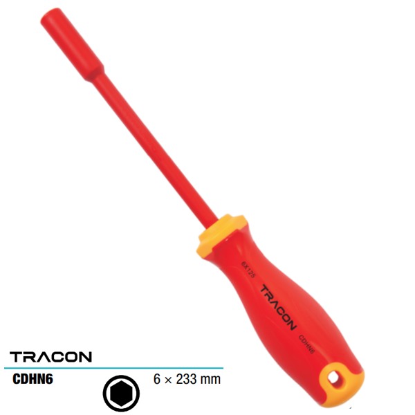 Tracon CDHN6 Nástrčný klíč 6-hran s izolací do 1000 V AC 1000V 6x233mm