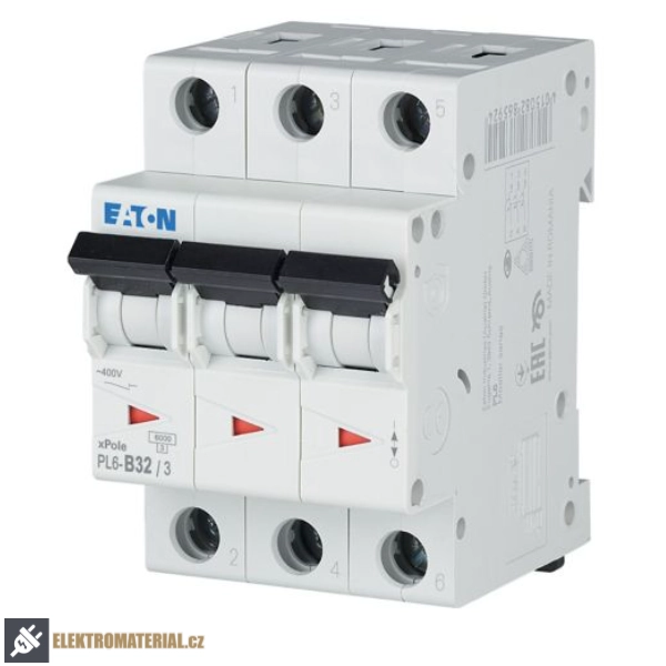 Třífázový jistič Eaton 286592 PL6-B32/3 na DIN lištu