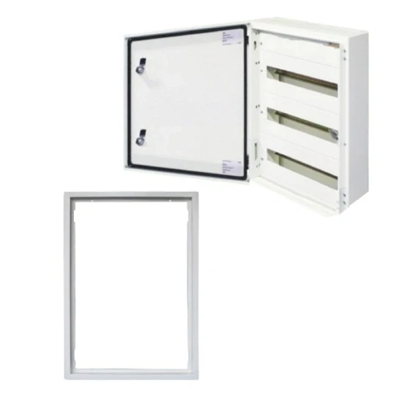 Kovová skříň SEZ T-BOX 54/3/18 s přídavným rámem pro instalaci pod omítku, 18 modulů - 3 řady, IP 65