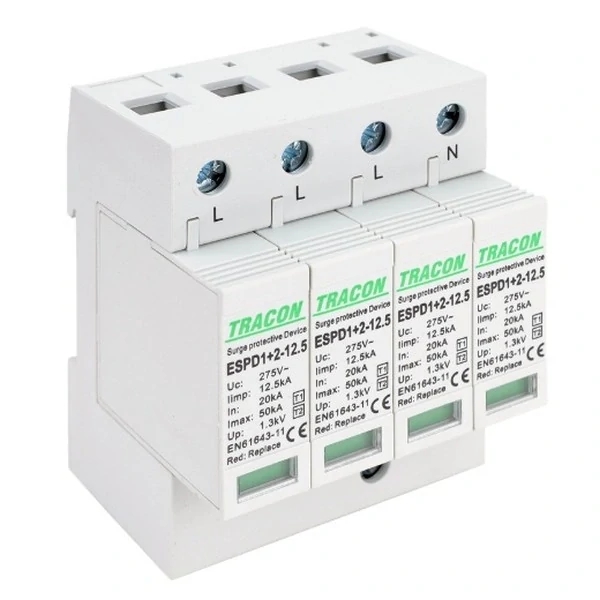 Tracon ESPD1+2-12.5-4P Svodič přepětí AC, typ T1+T2odnímatelný modul