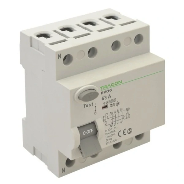 Tracon EVOG4P631 Proudový chránič, 4-pólový, 63A, 100mA, 6kA, A