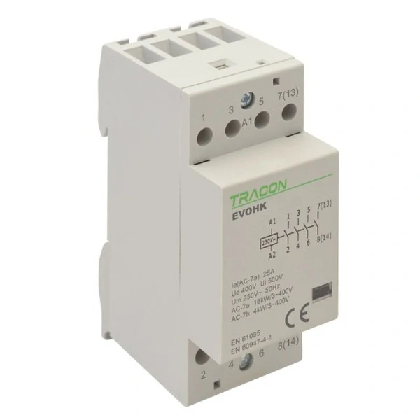 Tracon EVOHK4-25 Modulární stykač, 230V, 50Hz, 2 Mod, 4×NO, AC1/AC7a, 25A