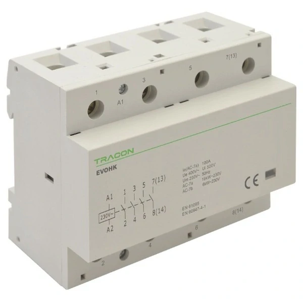 Tracon EVOHK4-80 Modulární stykač, 230V, 50Hz, 4 Mod, 4×NO, AC1/AC7a, 80A