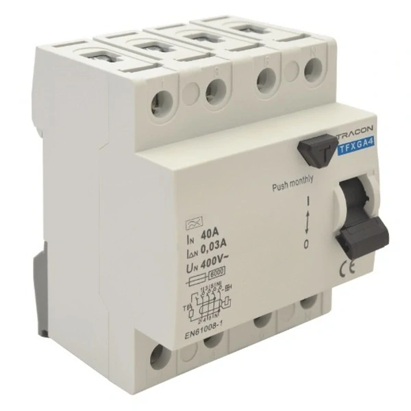 Tracon TFXGA4-63030 Proudový chránič, 4 pól G/A, 63A, 30mA, 10kA, G/A (ÖVE E 8601)