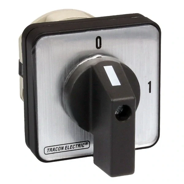 Vačkový vypínač, ON-OFF Tracon TK-259/2 400V, 50Hz, 25A, 2P, 7,5kW, 48×48mm, 90°