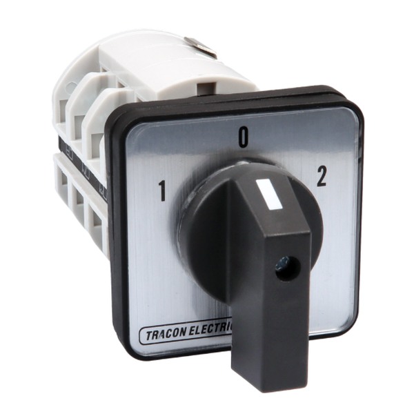 Reverzační vačkový přepínač motoru, 1-0-2 Tracon TKM-63/N 400V, 50Hz, 63A, 18,5kW, 64×64mm