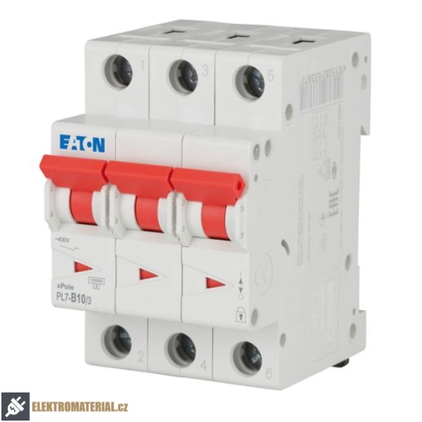 Třífázový jistič Eaton 263387 PL7-B10/3 na DIN lištu