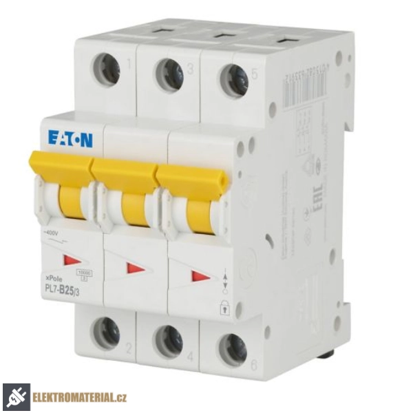 Třífázový jistič Eaton 263391 PL7-B25/3 na DIN lištu