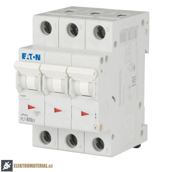 Třífázový jistič Eaton 263400 PL7-B50/3 na DIN lištu
