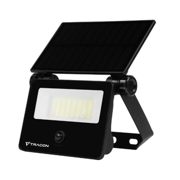 Tracon LSTBP3NW Solární LED reflektor s pohybovým čidkem, černý, 3W, 4000K, 300lm, IP65, 3,7V, 0,8Ah