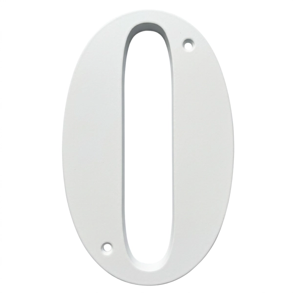 Domovní číslo popisné 0 na zeď, vrata, sloupky s dírami pro vruty barva bílá, výška 170 mm