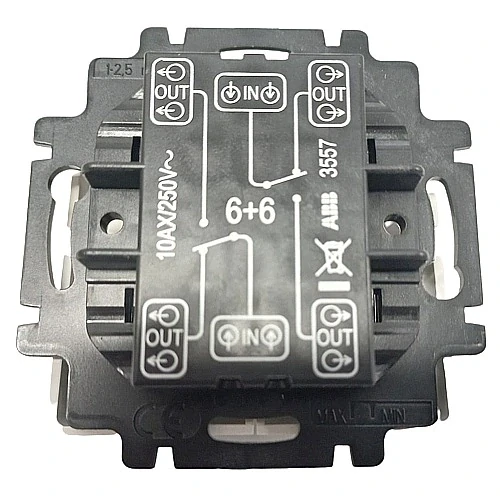 Vypínač střídavý dvojitý Swing ABB 3557G-A52340 H1 č.5B 6+6 bez rámečku hnědý