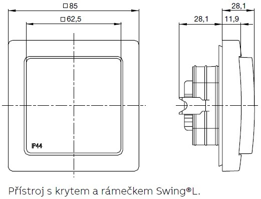 Zásuvka Swing ABB 5518G-A02989 B jednonásobná s clonkami, víčkem IP44 bílá