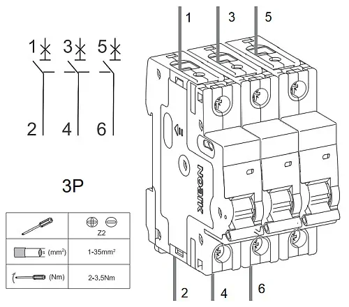 Noark 100051 Ex9BN 3P B10 Instalační jistič 6 kA, charakteristika B, 10 A, 3pól