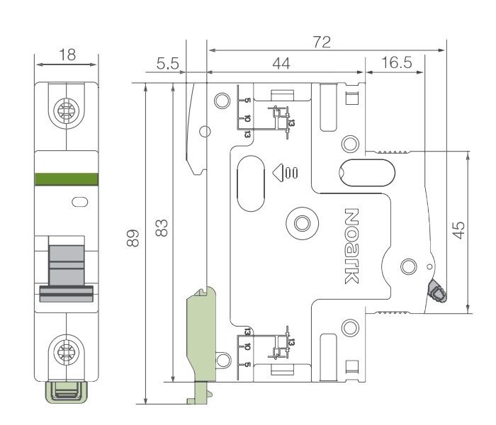 Noark 100191 Ex9BN 1P D32 Instalační jistič 6 kA, charakteristika D, 32 A, 1pól