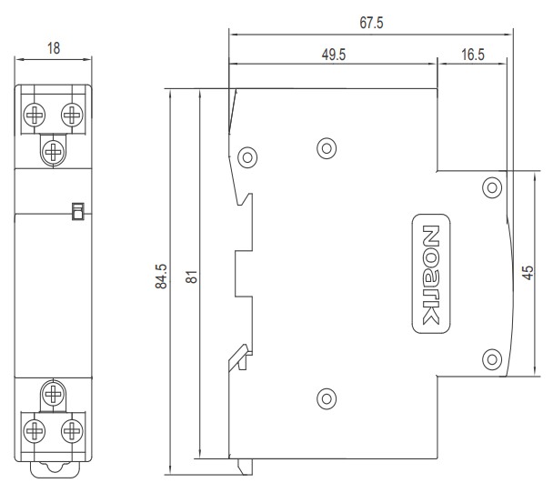 Noark 102405 Ex9CH20 02 220/230V 50/60Hz Instalační relé, 20 A, ovl. 220/230 V, 2 NC kontakty
