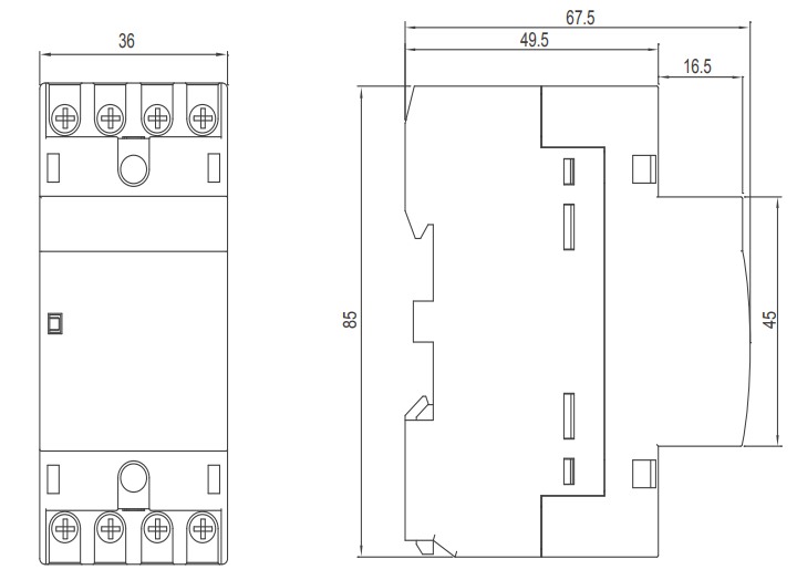 Noark 102412 Ex9CH25 40 230V 50/60Hz Instalační stykač, 25 A, ovl. 230 V, 4 NO  kontakty