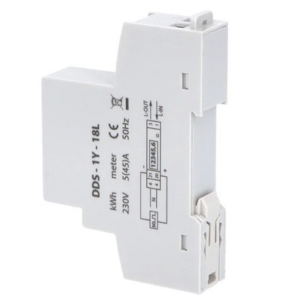Elektroměr DDS-1Y-18L 45A, 1mod., LCD, 1-fáz., 1-tar., podružný