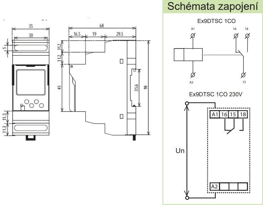 Noark 110556 Ex9DTSC 1CO 230V Instalační digitální spínací hodiny, týdenní a denní program, komfortní funkce, 1 kanálové s 1 CO kontaktem, 230V