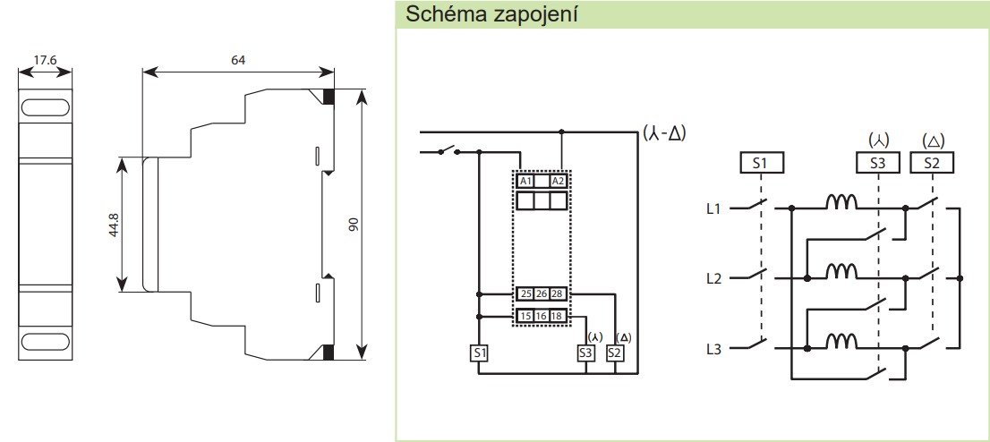 Noark 111730 Ex9TR S-D 2CO Zpožděný rozběh hvězda/trojúhelník, 2x přepínací kontakt 16A, 12-240V AC/DC