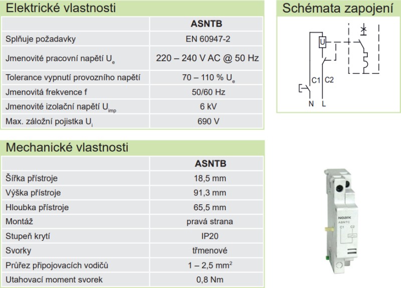 Noark 108962 ASNTB Vypínací spoušť pro Ex9SN, 220-240V 50Hz