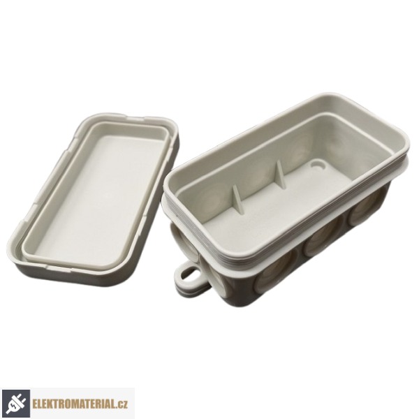 Krabice Famatel 5003 K6 IP55 rozbočovací, s naklapávacím víčkem, 80x43x36 mm, vnější úchyty pro montáž na povrch 