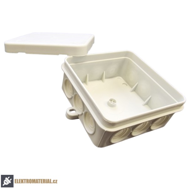 Krabice Famatel 5002 K12 IP55 rozbočovací, s naklapávacím víčkem, 85x85x40 mm, vnější úchyty pro montáž na povrch 