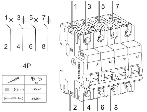 Noark 100442 Ex9BH 4P C13  Instalační jistič 10 kA, charakteristika C, 13 A, 4pól