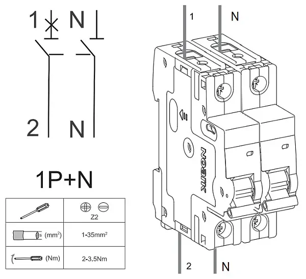 Noark 100021 Ex9BN 1PN B10  Instalační jistič 6 kA, charakteristika B, 10 A, 1+Npól