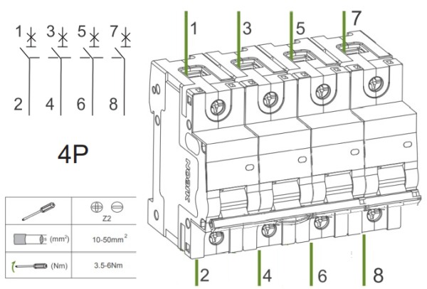 Noark 102852 Ex9B125 4P C100A Instalační jistič 20 kA, charakteristika C, 100 A, 4-pól