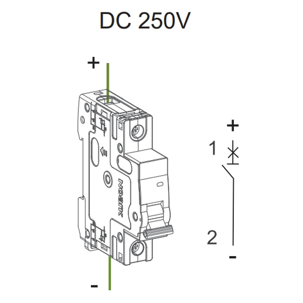 Noark 110073 Ex9BP-JX(+) 1P C16 DC instalační jistič 10 kA, charakteristika C, 16 A, 250 V DC, 1pól
