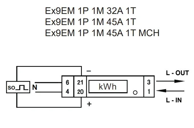 Noark 107287 Ex9EMS 1P 1M 45A 1T Smart Elektroměr 1-polový, 1-modulový, 45 A, 1-tarifní, LCD displej