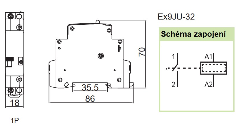 Noark 110271 Ex9JU-32/1P AC220V Impulsní relé, 32 A, ovl. 220V AC, 1pól