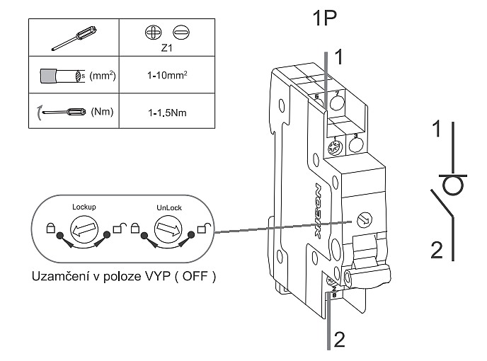 Noark 102301 Ex9I40 3P 25A Instalační vypínač, šířka 1 modul, 3pól, 25A