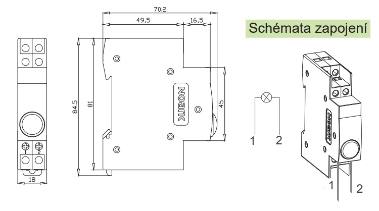 Noark 102442 Ex9PD1g 110V AC/DC Světelné návěstí, 110V AC/DC, 1 zelená LED