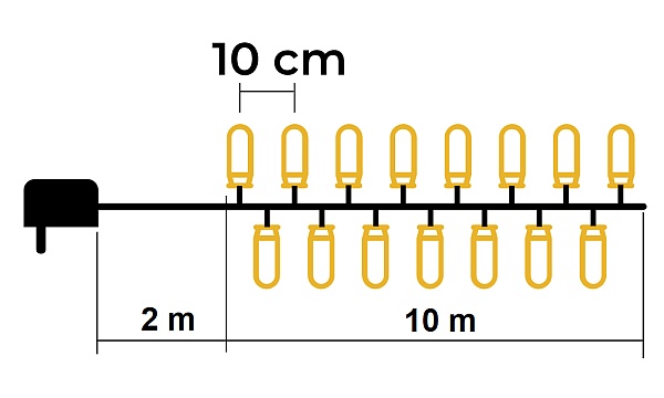 Tracon CHRSTOP100WW LED vánoční světelný řetěz,programovatelný, venkovní/vnitřní, žluta