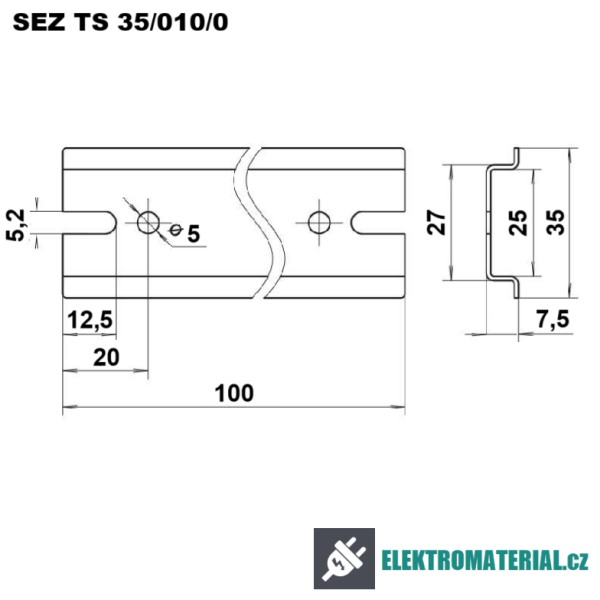 DIN lišta délky 10 cm