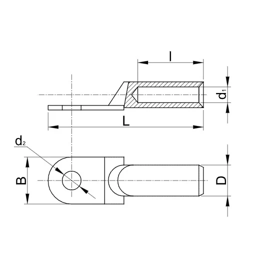 Tracon AS16-8 Neizolovaná Al lisovací kabelová oka 16mm2, M8, (d1=5,5mm, d2=8,4mm)