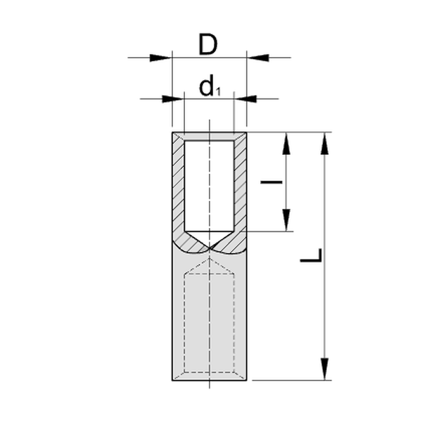 Tracon AT25 Neizolované Al lisovací kabelové spojky 25mm2, (d1=7,4mm, L=75mm)
