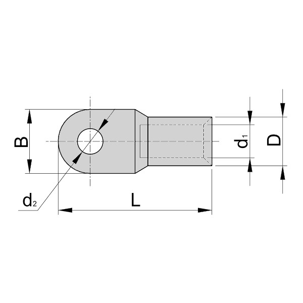 Tracon CL150-16 Neizolovaná Cu kabelová oka lisovaná z trubek 150mm2, M16, (d1=16,5mm, d2=17mm)