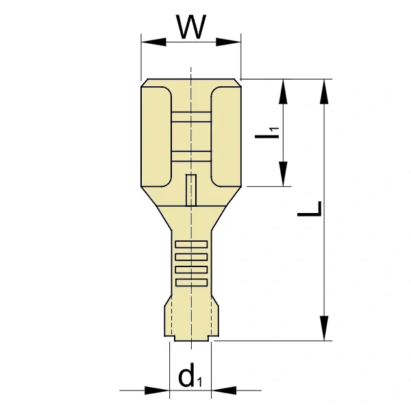 Tracon CSH6-B Neizolované mosazné lisovací dutinky ploché, s pojistkou 6,3×0,8mm, 1-2,5mm2