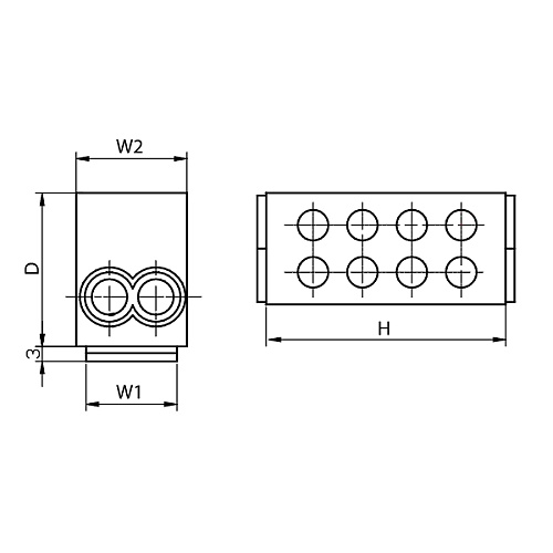 Tracon FLE-25K Rozvodná odbočná svorka, modráprůběžná 2×25mm2 / 2×25mm2, 400VAC, 101A